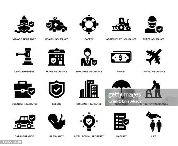 insurance icon set - sick employee stock illustrations