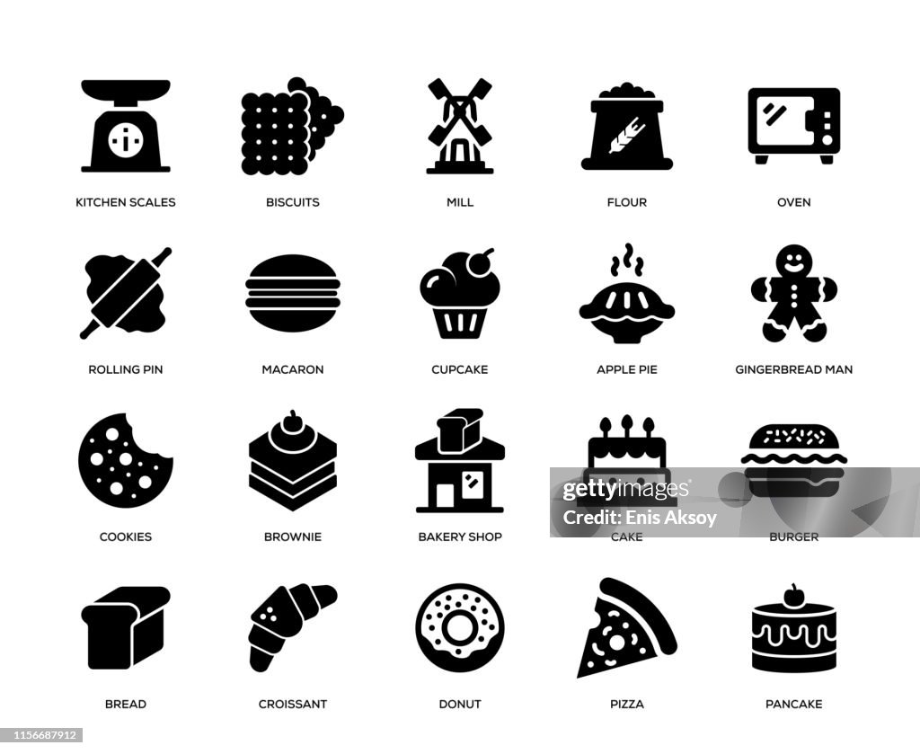 ベーカリーのアイコンセット