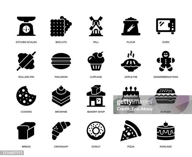 stockillustraties, clipart, cartoons en iconen met bakkerij icon set - apple pie