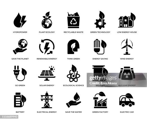 green energy icon set - house science stock illustrations