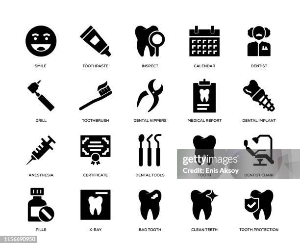 dental icon set - zahnbürste stock-grafiken, -clipart, -cartoons und -symbole