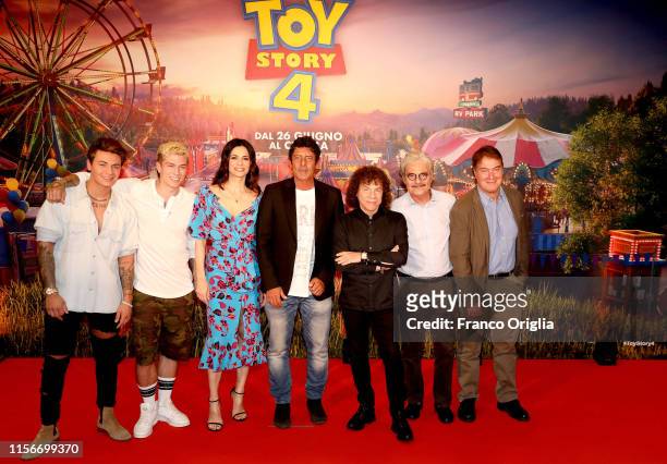 Benji & Fede, Rossella Brescia, Luca Laurenti, Riccardo Cocciante, Massimo Dapporto and Corrado Guzzanti attend the Toy Story 4 photocall at Hotel...