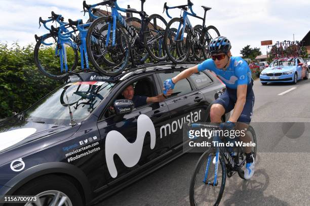 Jurgen Roelandts of Belgium and Movistar Team / Feed Zone / Car / Bottle / during the 83rd Tour of Switzerland, Stage 4 a 163,9km stage from Murten...