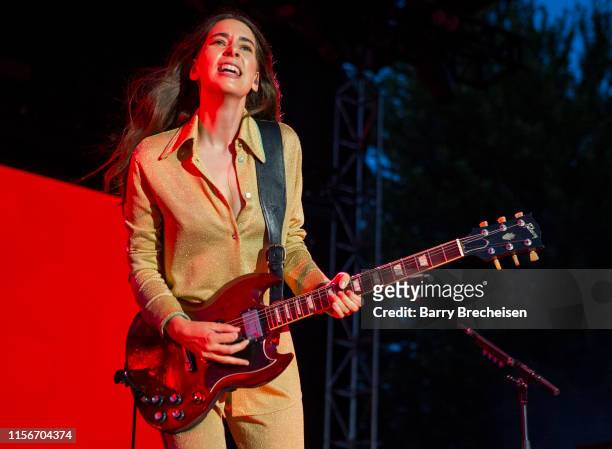 Danielle Haim of Haim performs at the 2019 Pitchfork Music Festival at Union Park on July 19, 2019 in Chicago, Illinois.