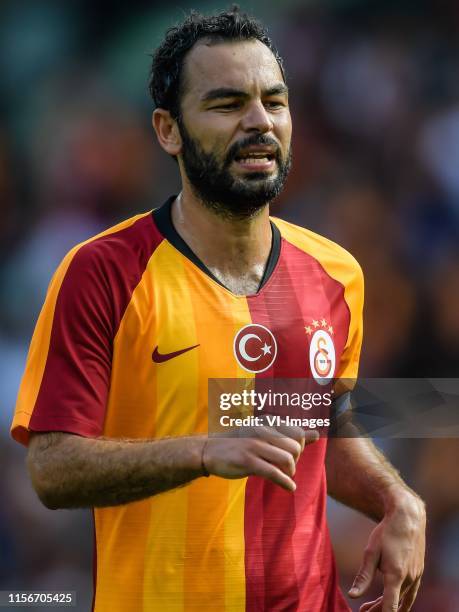 Selçuk Inan of Galatasaray SK during the Pre-season Friendly match between Red Bull Leipzig v Galatasaray SK at Stadion Tivoli on July 19, 2019 in...