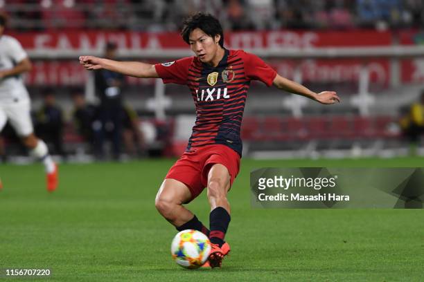 Shoma Doi of Kashima Antlers in action during the AFC Champions League round of 16 first leg match between Kashima Antlers and Sanfrecce Hiroshima at...