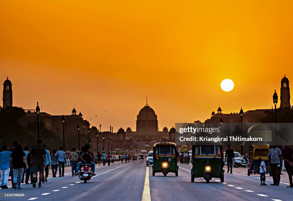 Sunset at Rashtrapati Bhavan, India.