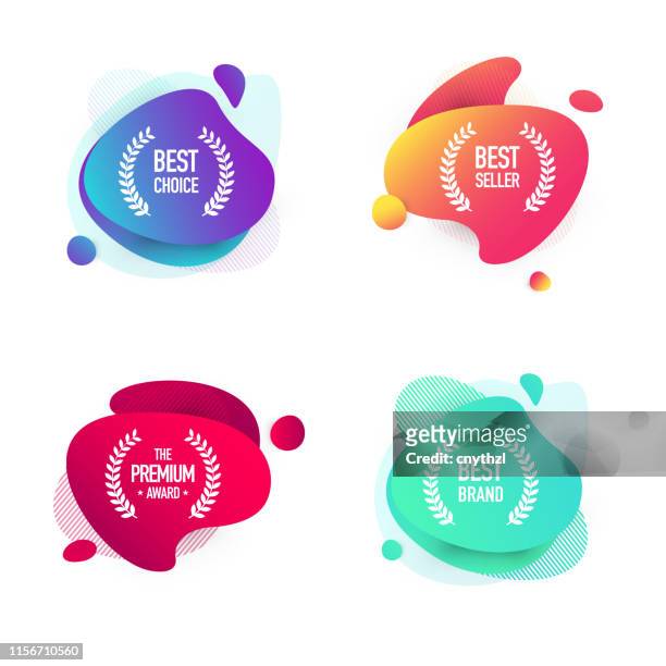 set of shopping badges - modern colorful fluid liquid banner design - award badge stock illustrations