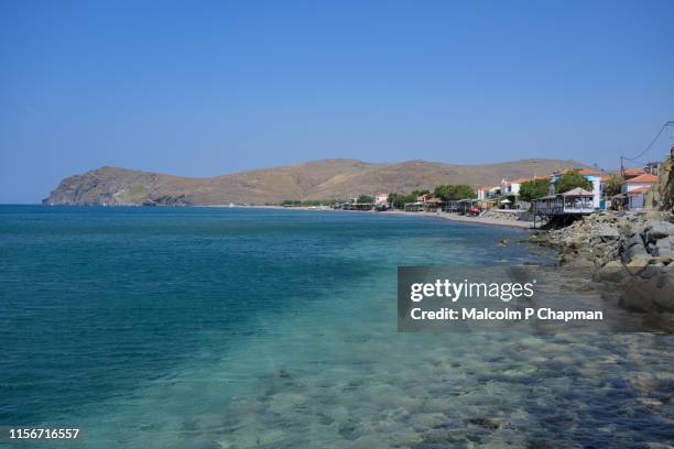 skala eresos (skala eresou), lesvos, greece - eressos is the birthplace of the poet sappho - skala greece fotografías e imágenes de stock