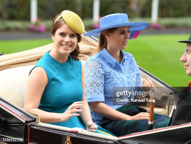 Princess Eugenie of York and Princess Beatrice of York attend day one of Royal Ascot at Ascot Racecourse on June 18, 2019 in Ascot, England.