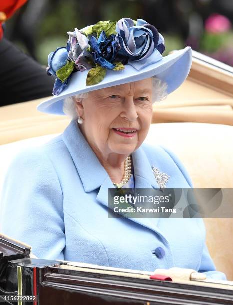 Queen Elizabeth II attends day one of Royal Ascot at Ascot Racecourse on June 18, 2019 in Ascot, England.