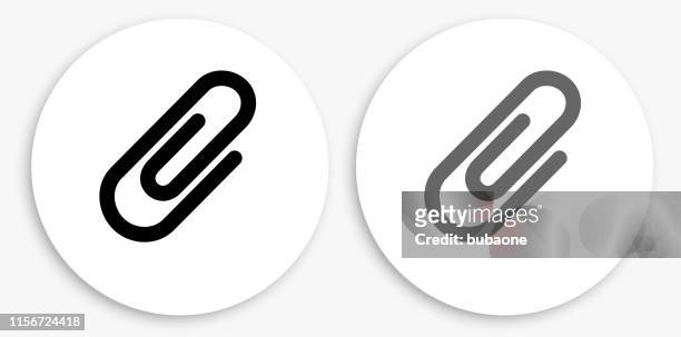 paperclip black and white round icon - paperclip stock illustrations