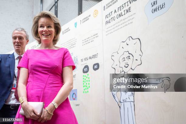 Queen Mathilde of Belgium attends the opening session of the European Development Days EDD on June 18, 2019 in Brussels, Belgium.