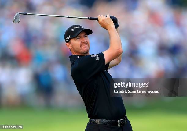 Jimmy Walker plays a shot during the second round of The PLAYERS Championship at the TPC Stadium course on March 15, 2019 in Ponte Vedra Beach,...