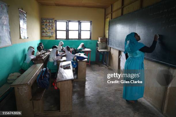 English speaking Islamic children at an Anglo-Arab school on May 16, 2019 in the SW region of Cameroon. In 2017, separatists in Cameroon's Anglophone...