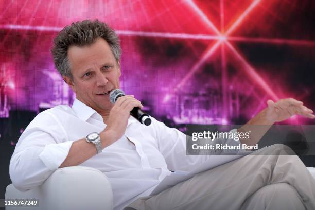 Chairman and CEO of Publicis Groupe Arthur Sadoun speaks on stage during Jean-Michel Jarre X HSBC session at the Cannes Lions 2019 : Day Two on June...