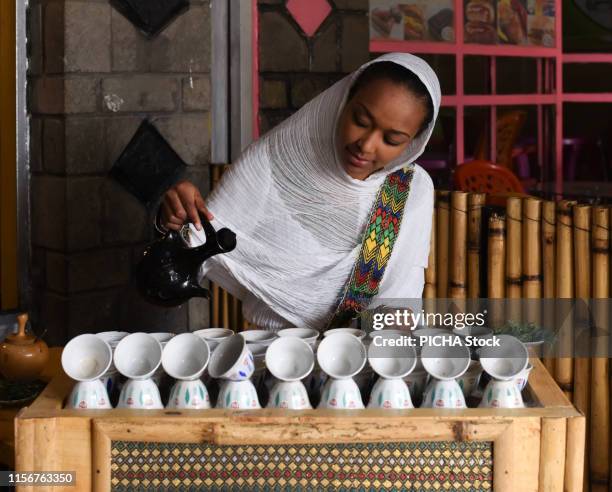 traditional coffee ceremony - ethiopia coffee bildbanksfoton och bilder