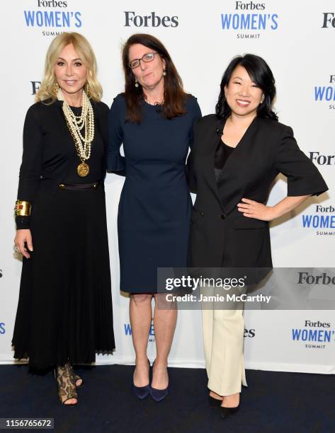 Anastasia Soarer, Luisa Kroll and Shan-Lyn Ma attend the 2019 Forbes Women's Summit at Pier 60 on June 18, 2019 in New York City.