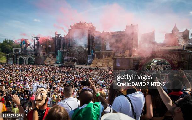General image of the mainstage pictured during the first day of the Tomorrowland music festival, Friday 19 July 2019. The 15th edition of...