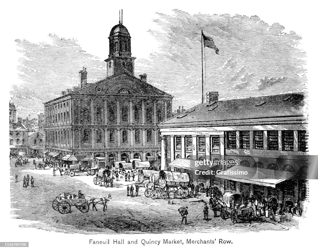 Boston Massachusetts Faneuil Hall and Quincy Market 1883