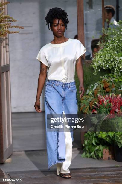 Model walks the runway during the Alter Design Menswear Spring Summer 2020 show as part of Paris Fashion Week on June 18, 2019 in Paris, France.