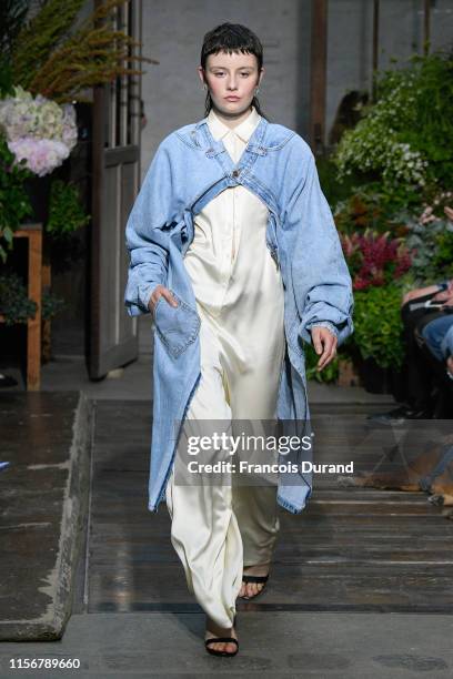 Model walks the runway during the Alter Design Menswear Spring Summer 2020 show as part of Paris Fashion Week on June 18, 2019 in Paris, France.