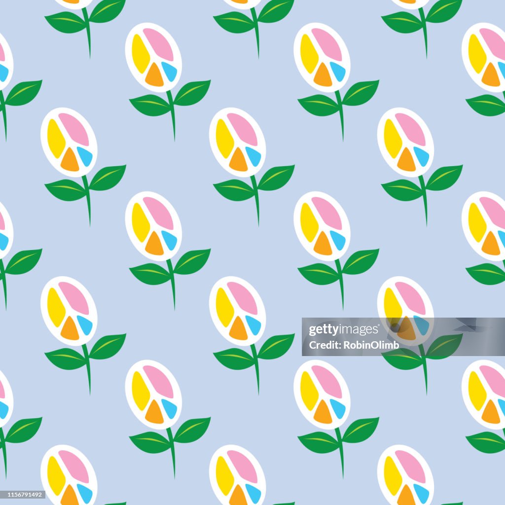 Peace Sign Flower Seamless pattern