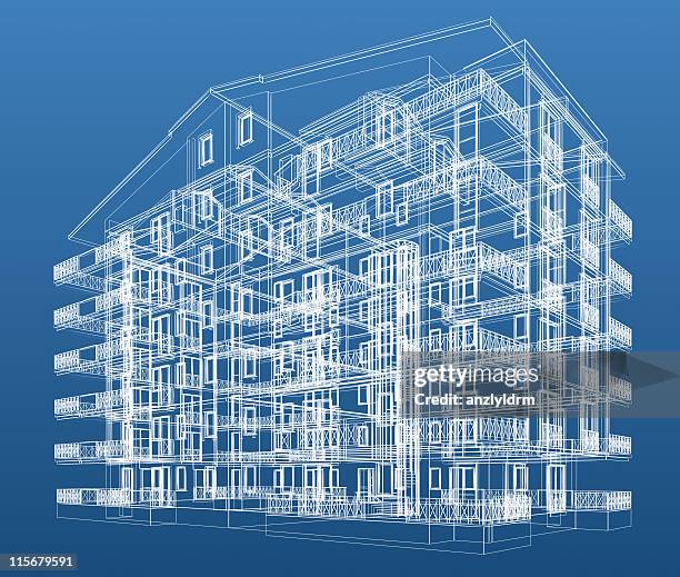 wireframe apartment - building wireframe stock pictures, royalty-free photos & images