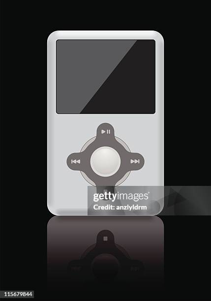 white mp3 player - rewind stock illustrations