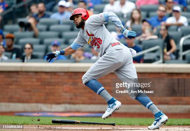 Jose Martinez of the St. Louis Cardinals in action against the New York Mets at Citi Field on June 16, 2019 in New York City. The Cardinals defeated...