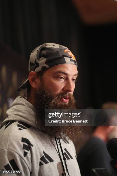Brent Burns of the San Jose Sharks attends the 2019 NHL Awards Nominee Media Availability at the Encore Las Vegas on June 18, 2019 in Las Vegas,...