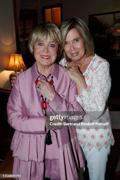 Yanou Collart and actress Catherine Alric attend Yanou Collart signs her Book "Les Etoiles de ma Vie - Stars of my Life" on June 18, 2019 in Paris,...