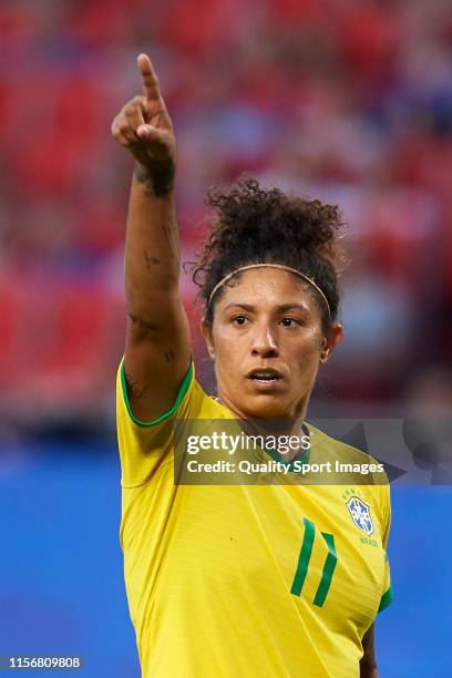 Cristiane Rozeira de Souza Silva of Brazil reacts during the 2019 FIFA Women's World Cup France group C match between Italy and Brazil at Stade du...