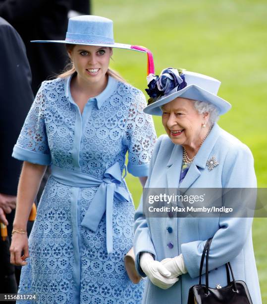 Princess Beatrice and Queen Elizabeth II attend day one of Royal Ascot at Ascot Racecourse on June 18, 2019 in Ascot, England.