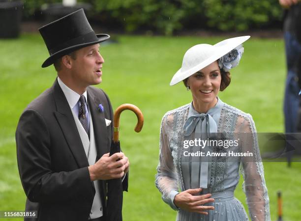 Prince William, Duke of Cambridge and Catherine, Duchess of Cambridge attend day one of Royal Ascot on June 18, 2019 in Ascot, England.