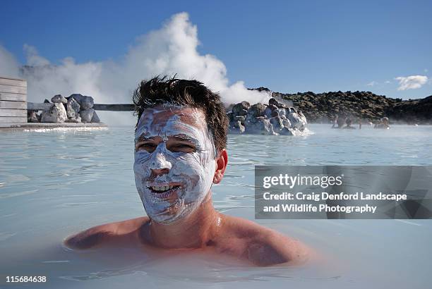 blue lagoon, keflavik, iceland - lagoon stock-fotos und bilder