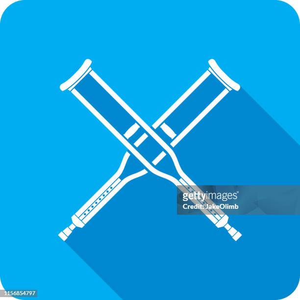 crutches x icon silhouette - limping stock illustrations