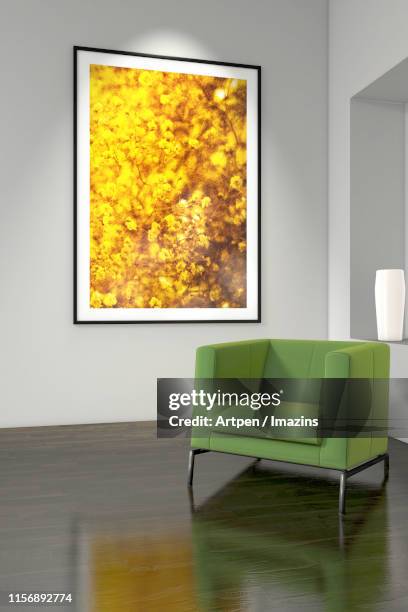 structural interior design - 3d design - yellow sofa stock illustrations