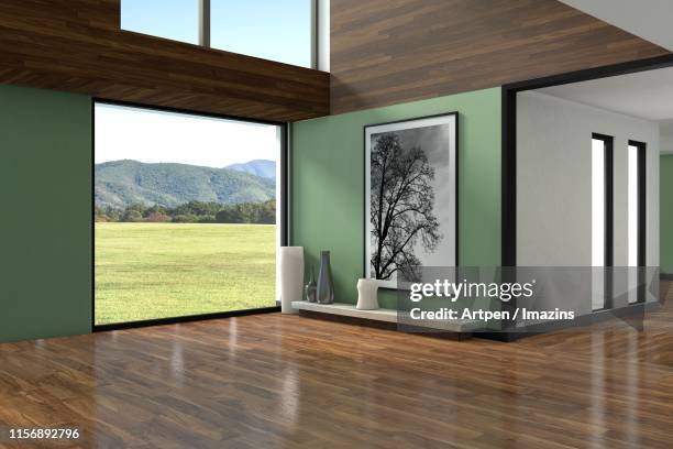 structural interior design - 3d design - empty room with window stock illustrations