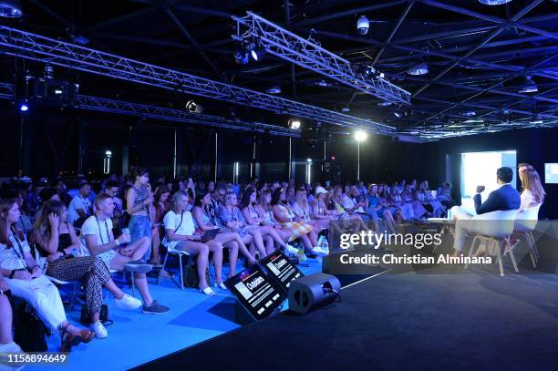 Executive Vice President, Marketing Experience T-Mobile Nick Drake, Actress Sophia Bush and CEO Neuro-Insight US Paranav Yadav speak on stage during...