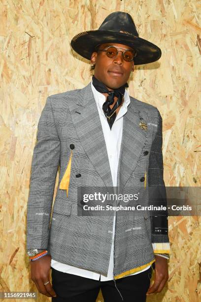 Cam Newton attends the Off-White Menswear Spring Summer 2020 show as part of Paris Fashion Week on June 19, 2019 in Paris, France.