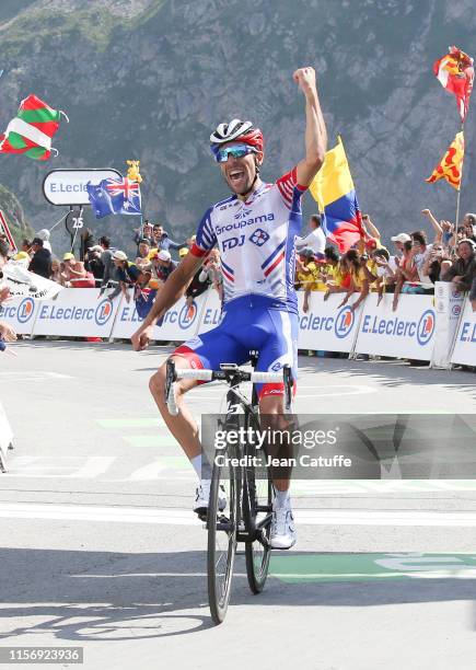 Thibaut Pinot of France and Groupama-FDJ celebrates winning stage 14 of the 106th Tour de France 2019, a stage from Tarbes to Col du Tourmalet...