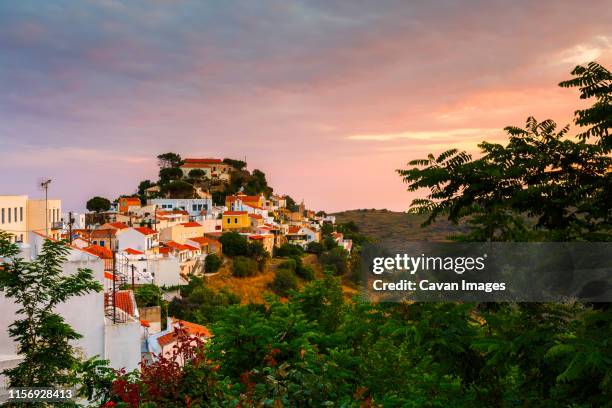 view of ioulida village on kea island in greece. - keas stock pictures, royalty-free photos & images