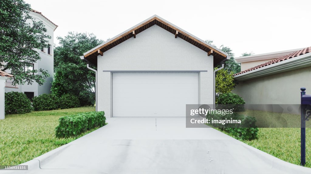 Luxury House Garage With Concrete Driveway