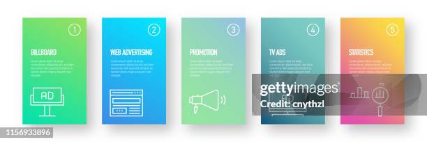 advertising and promotion infographic design - modern colorful gradient style - announcement message stock illustrations