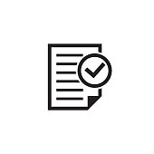 Compliance document icon in flat style. Approved process vector illustration on white isolated background. Checkmark business concept
