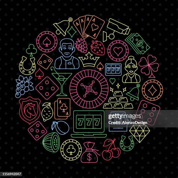 illustrazioni stock, clip art, cartoni animati e icone di tendenza di collage di giochi d'azzardo da casinò - gioco dazzardo