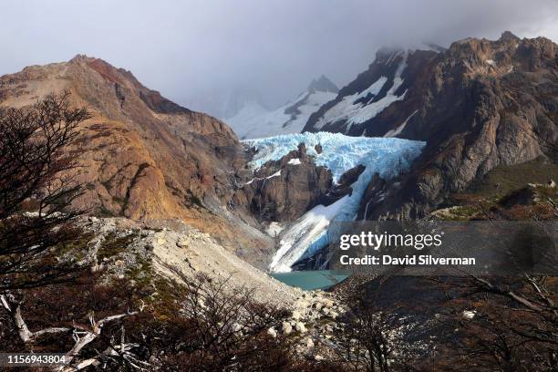 The Piedras Blancas glacier, one of the low glaciers in the area that descends from Mount Fitz Roy, is seen from a hiking trail viewpoint on April 2,...