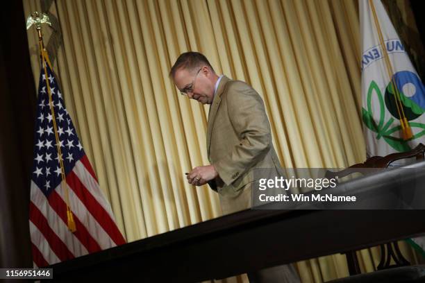 Acting White House Chief of Staff Mick Mulvaney delivers attends a ceremony where Environmental Protection Agency Administrator Scott Wheeler signed...
