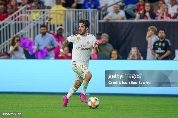 Real Madrid midfielder Isco heads up the field during the International Champions Cup soccer match between FC Bayern and Real Madrid on July 20, 2019...